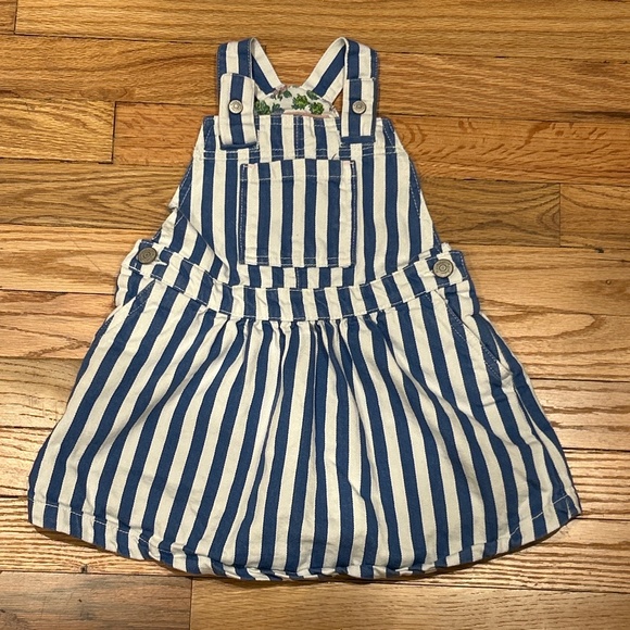 Mini Boden Girls Striped Overall Denim Dress. Size 2Y-3Y - Picture 1 of 7